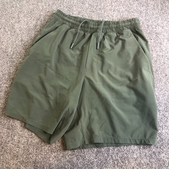 Luululemon THE Shorts Mens Small Green Performance 7" Inseam Stretch Gym - Picture 1 of 11
